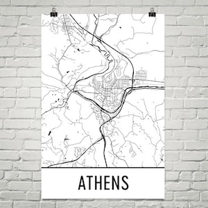 Athens Ohio Map Art Print, Athens OH Art Poster, Athens Wall Art, Map of Athens, Athens Print, Athens Gift, Birthday, Decor, Modern, Art