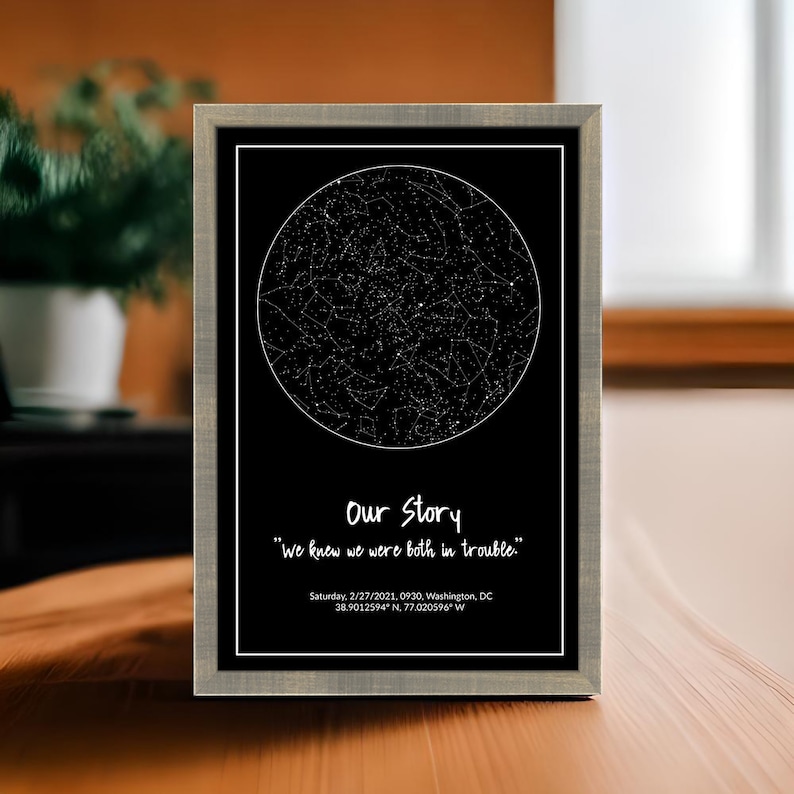 Custom Star Map, Night Sky Print, Star Map Poster, Wedding Gift, Constellation, Wedding Anniversary Gift, Personalized Gift, Engagement Gift image 4