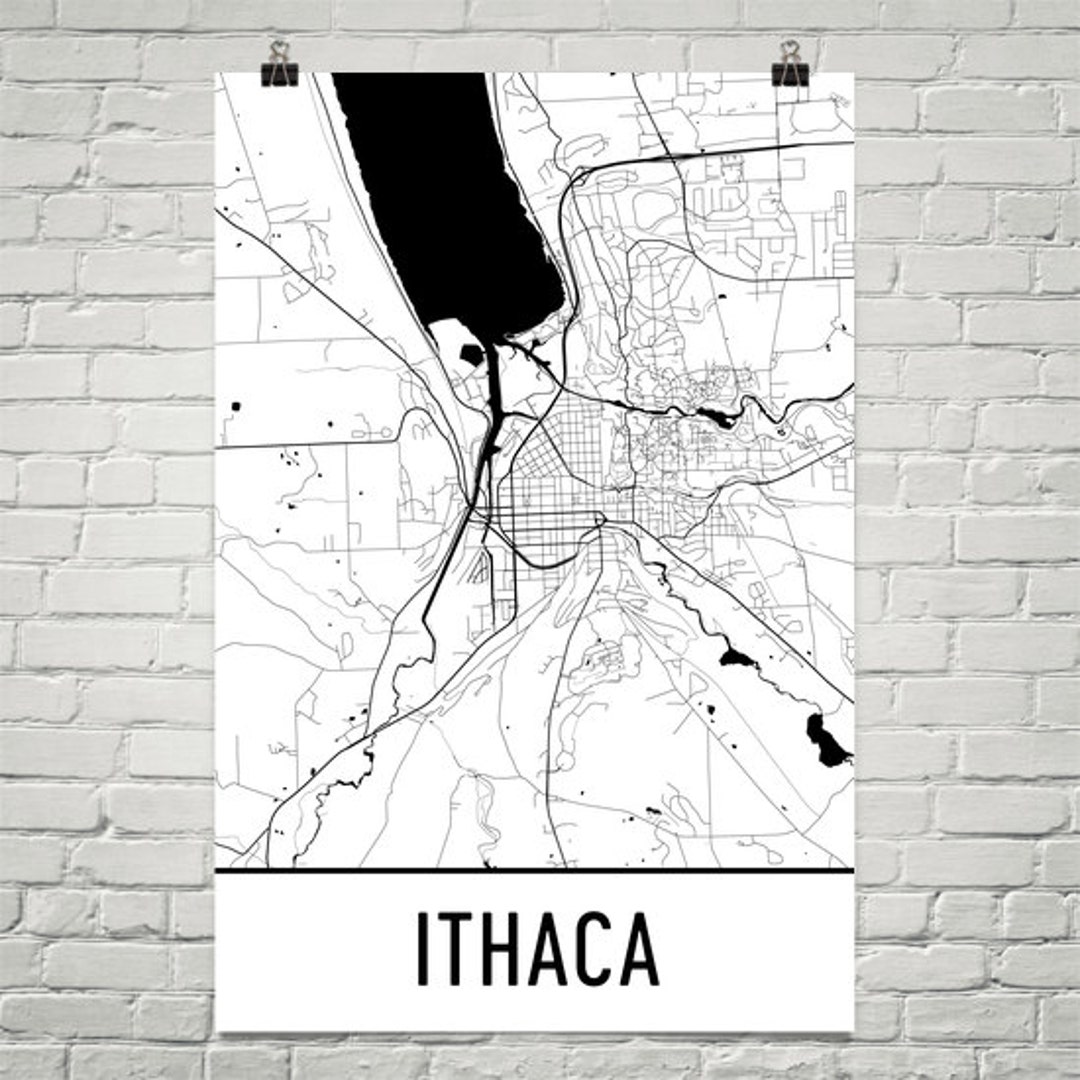 Ithaca NY Map, Ithaca Art, Ithaca Print, Ithaca NY Poster, Ithaca Wall