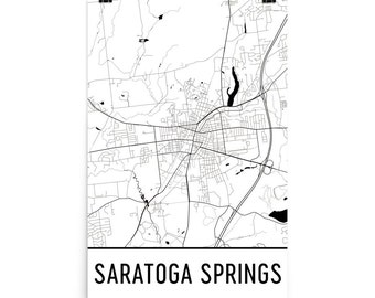 Saratoga Springs Map, Saratoga Springs Art, Saratoga Springs Print, Saratoga Springs NY Art Poster, Saratoga Springs Wall Art, Gift, Decor