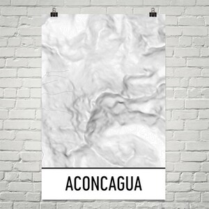 Aconcagua Print, Mt. Aconcagua Argentinië Poster, Aconcagua topografische kaart, Mount Aconcagua, geschenk, Andes Print, Andesgebergte, Argentijnse