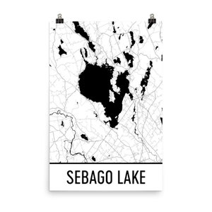 Sebago See Maine, Sebago See ME, Sebago See Karte, Maine Karte, See-Karte, Sebago See Kunst, Sebago See Zeichen, Maine See Kunst