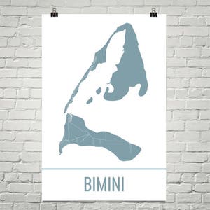 Bimini Bahamas karta konsttryck: Modern ö väggdekor