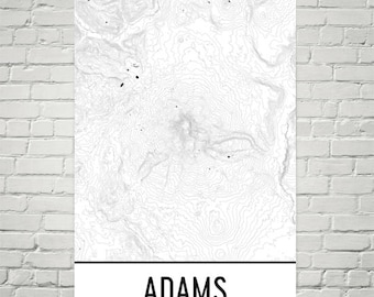 Wydruk mapy topograficznej Mount Adams: Sztuka wędrówek po stanie Waszyngton