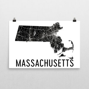 Massachusetts Wall Art, Massachusetts Map, Massachusetts Gifts, Massachusetts Print, Massachusetts Art, Decor, Poster, Map of Massachusetts