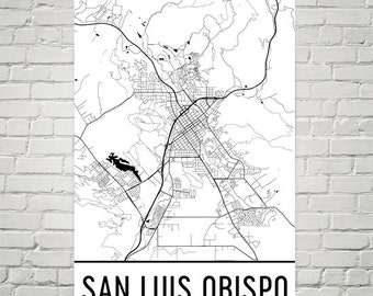 San Luis Obispo Street Map Art Print: Modern Cityscape Poster