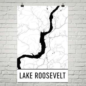Roosevelt Lake Washington, Lake Roosevelt WA, Washington Kunst, Washington Dekor, See-Karte, Roosevelt WA See Kunst, Cottage-Dekor, Haus am See