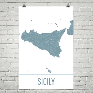 Sicily Map, Sicily Art, Sicily Print, Sicily Italy Poster, Sicily Island Wall Art, Italian Gifts, Map of Italy, Italy Poster, Italy Decor