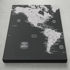 Carte de l'Amérique du Nord, Carte de l'Amérique du Nord, Carte de l'Amérique du Nord, Carte de l'Amérique centrale, Carte de l'Amérique du Sud, Punaises de l'hémisphère, Carte personnalisée