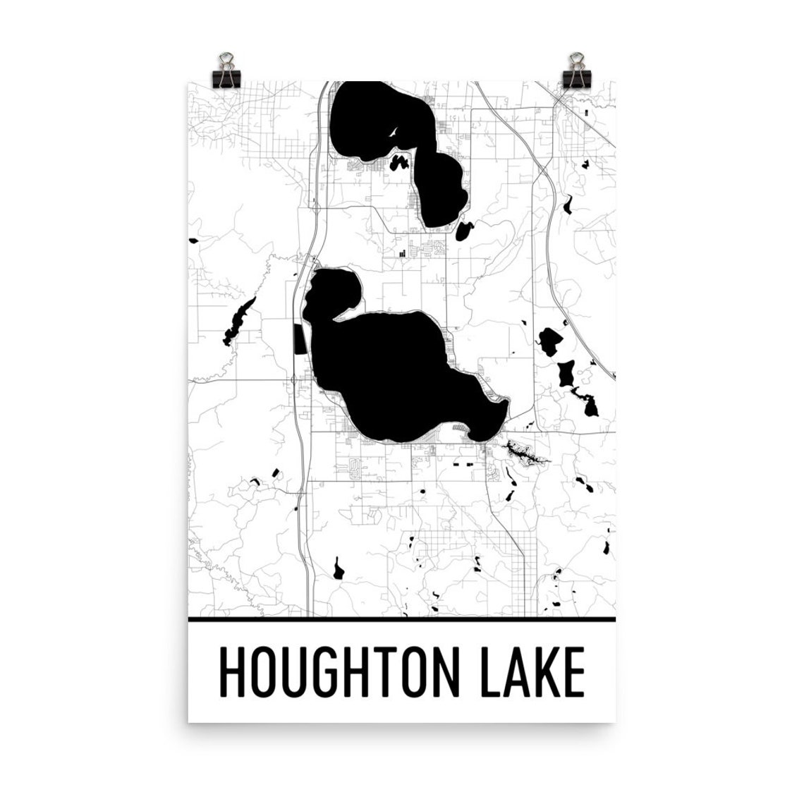 Houghton Lake Michigan Houghton Lake MI Houghton Lake Map Etsy