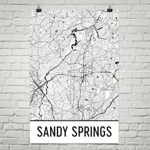 Carte de Sandy Springs, Sandy Springs Art, impression Sandy Springs, Sandy Springs GA affiche, Wall Art, cadeau, carte de la Géorgie, Géorgie Poster, Decor