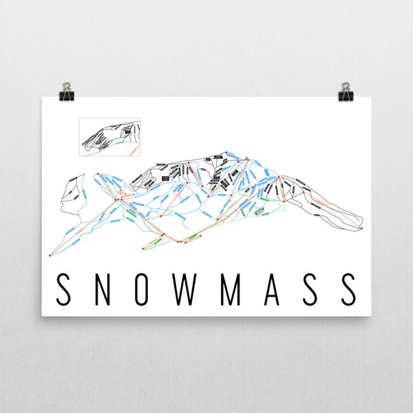 Snowmass Mountain Ski Map Art, Snowmass Colorado, Snowmass Trail Map, Snowmass Ski Resort Print, Aspen, Aspen Wall Art, Aspen Art, Ski Gifts