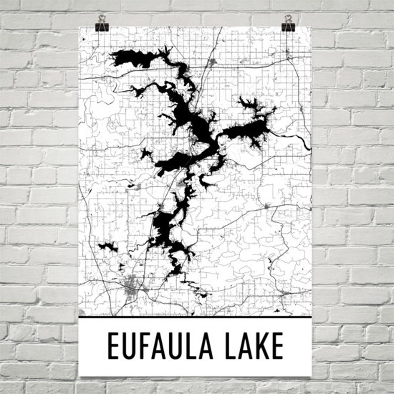 Eufaula Lake Oklahoma Lake Eufaula OK Eufaula Lake Map Etsy