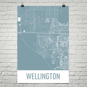 Kaart van Wellington, Wellington kunst, Wellington Print, Wellington FL Poster, Wellington Wall Art, Florida geschenken, kaart van Florida, Poster, kunst
