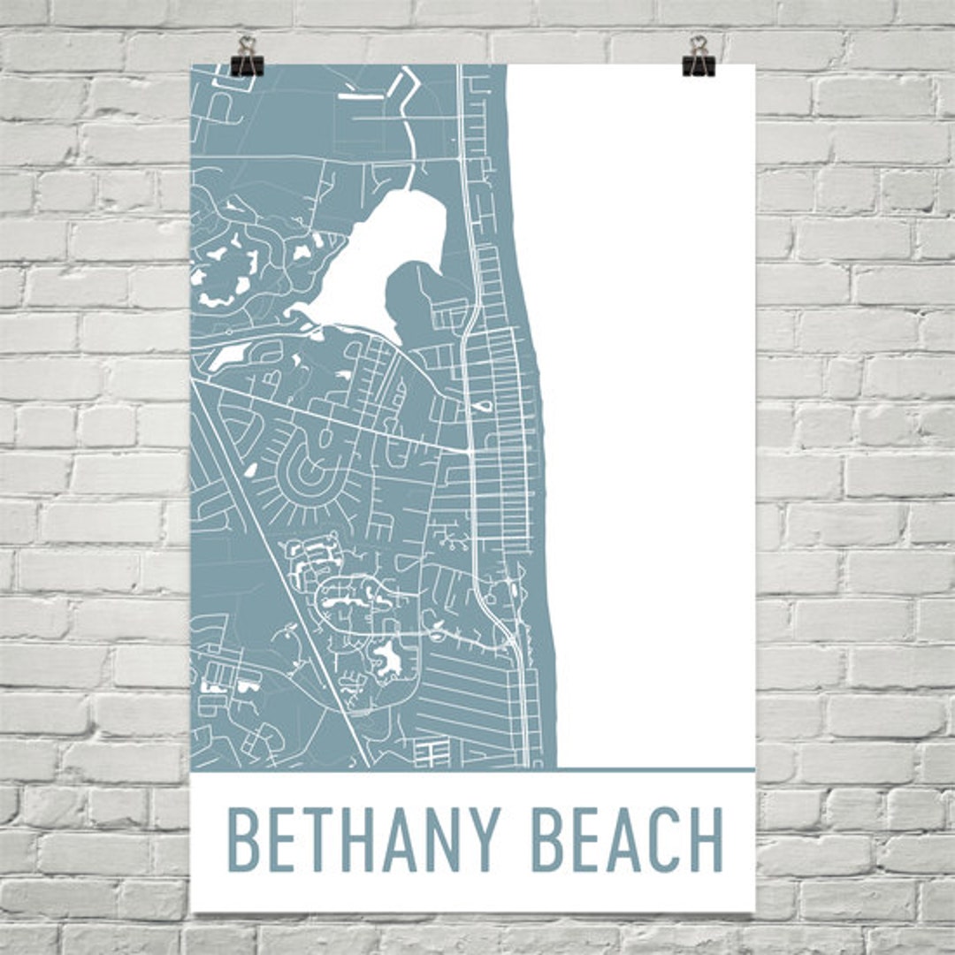 Bethany Beach Map, Bethany Beach Art, Bethany Beach Print, Bethany