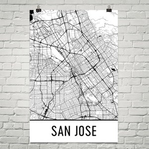 Mappa di San Jose, San Jose, stampa di San Jose, San Jose CA Poster, San Jose parete arte, regalo di San Jose, mappa di San Jose, San Jose Decor, stampa d&#39;arte
