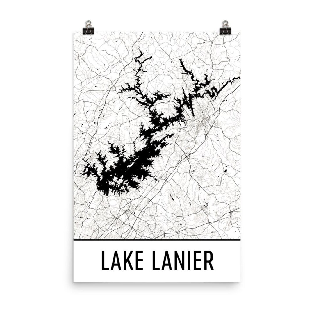 Lake Lanier GA Map Art Print: Modern City Street Design - Etsy