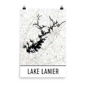 Mapa del lago Lanier, lago Lanier arte, impresión del lago Lanier, lago Lanier GA cartel, arte de pared de lago Lanier, mapa del lago Lanier, regalo del lago Lanier, mapa