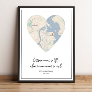Langstrecken-Beziehung Geschenk, LDR Geschenk für ihn, Fernfreundschaft, Bewegen Weg Geschenk, beste Freundin Geschenk, weit weg Geschenk, Herz Karte