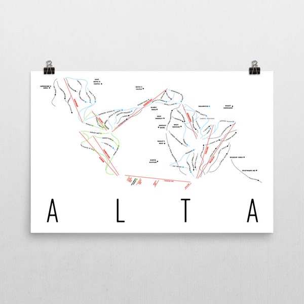 Alta Ski Map Art, Alta Utah, Ski Utah, Alta Trail Map, Alta Ski Resort, Ski House, Ski House Decor, Ski Chair, Ski Lift, Ski Lodge Decor