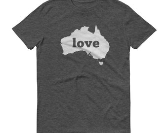 T-shirt met kaart Australië: omtrekontwerp 'Love'