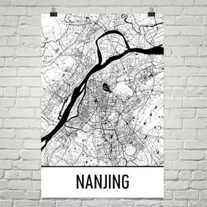 Nanjing Karte Nanjing Art Nanjing Druck, Nanjing China Poster, Nanjing Wandkunst, chinesische Geschenke, Karte von China, chinesische Kunst, China Druck