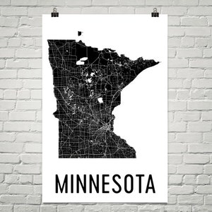 Minnesota Gifts, Minnesota Art, Minnesota Map, Minnesota Print, Minnesota Wall Art, Minnesota Sign, Decor, Poster, Map of Minnesota, Home