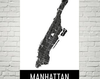 Carte de Manhattan, Manhattan Art, impression de New York, New York carte Manhattan affiche, Manhattan Wall Art, New York cadeau, carte de Manhattan, Manhattan Decor