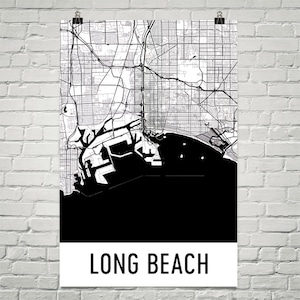 Karte von Long Beach, Long Beach CA Art, Long Beach, drucken, Long Beach Poster, Long Beach Wand, langen Strand Geschenk, Geburtstag, Dekor Modern, Kunst