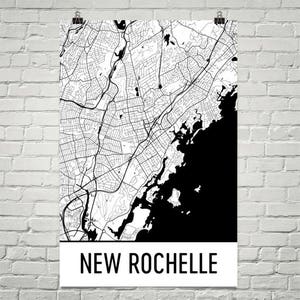 Carte de New Rochelle, New Rochelle Art, impression New Rochelle, New Rochelle NY Poster, New Rochelle New York Wall Art, carte de New York, cadeau, décoration