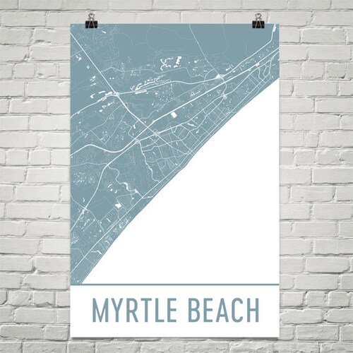Wall Art Map of North Myrtle Beach Etsy