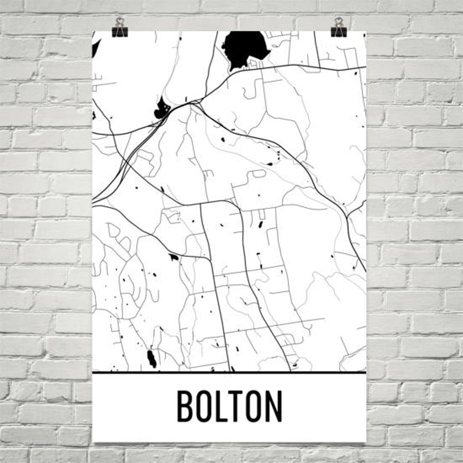 Bolton Map Bolton Art Bolton Print Bolton CT Poster Bolton Etsy