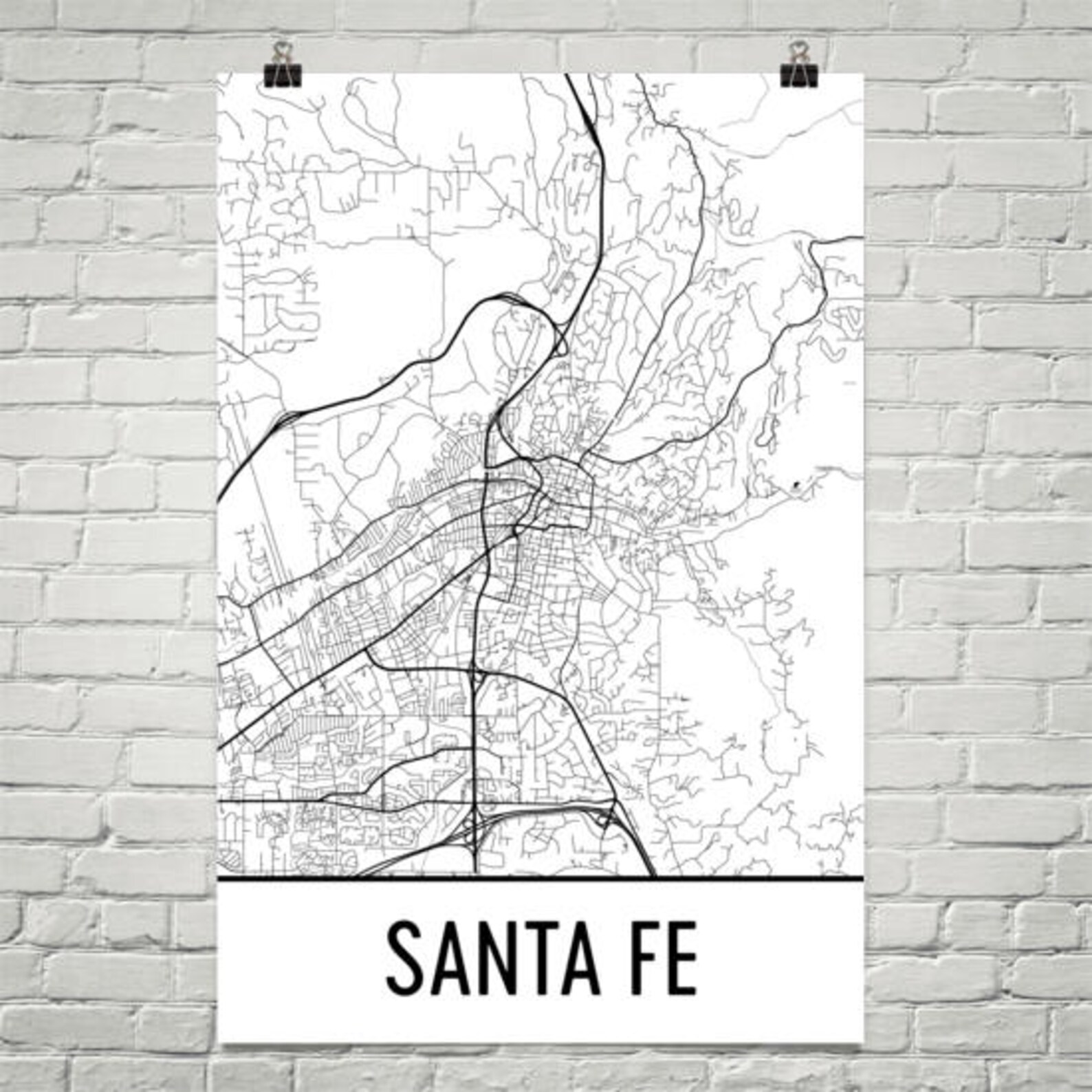 Santa Fe Map Santa Fe Art Santa Fe Print Santa Fe NM | Etsy