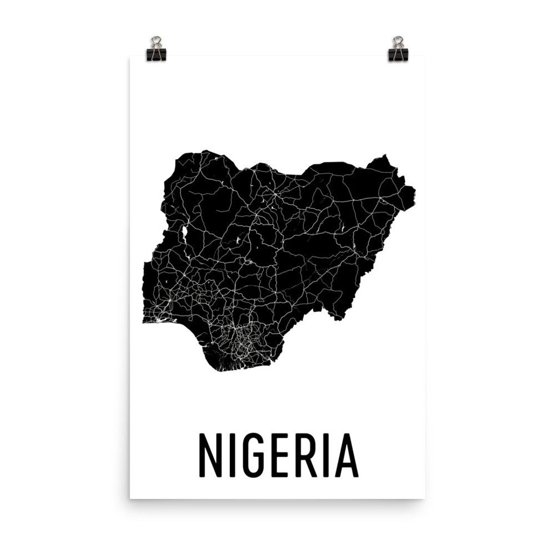 Nigeria Map, Map of Nigeria, Nigeria Art, Nigeria Decor, Nigerian Art