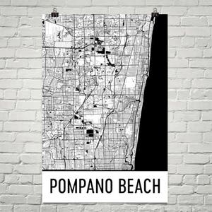 Pompano Beach kaart, Pompano Beach kunst, Pompano Print, Pompano Beach FL Poster, kunst aan de muur, als cadeau, kaart van Florida, Florida Poster, Florida Decor