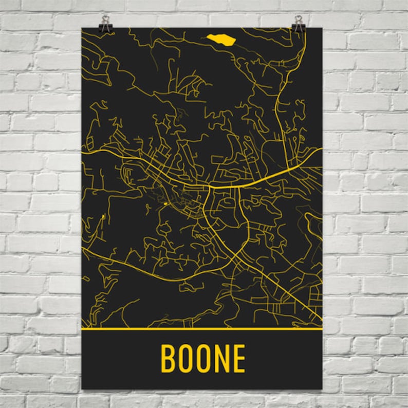 Boone Map Boone Art Boone Print Boone NC Poster Boone Wall Etsy