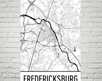 Fredericksburg kaart Fredericksburg kunst, Fredericksburg Print, Fredericksburg VA Poster, Wall Art, geschenk, kaart van Virginia, Virginia Decor