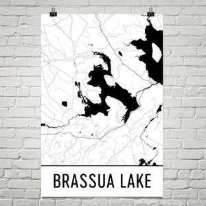 Brassua Maine Lake, Brassua Lake ME, Brassua mapa de Lake, Maine, mapa de lago, Brassua lago arte, ME arte, lago Brassua, muestra de arte del lago de Maine