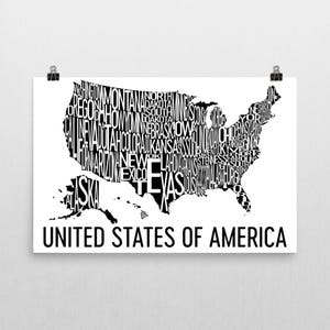 E.E.U.U. Mapa tipográfico arte impresión, Estados Unidos Mapa Arte de la pared, Cartel del mapa de EE.UU., Estados Unidos Mapa Regalos, Mapa de EE.UU., Mapa de viaje, Carteles americanos