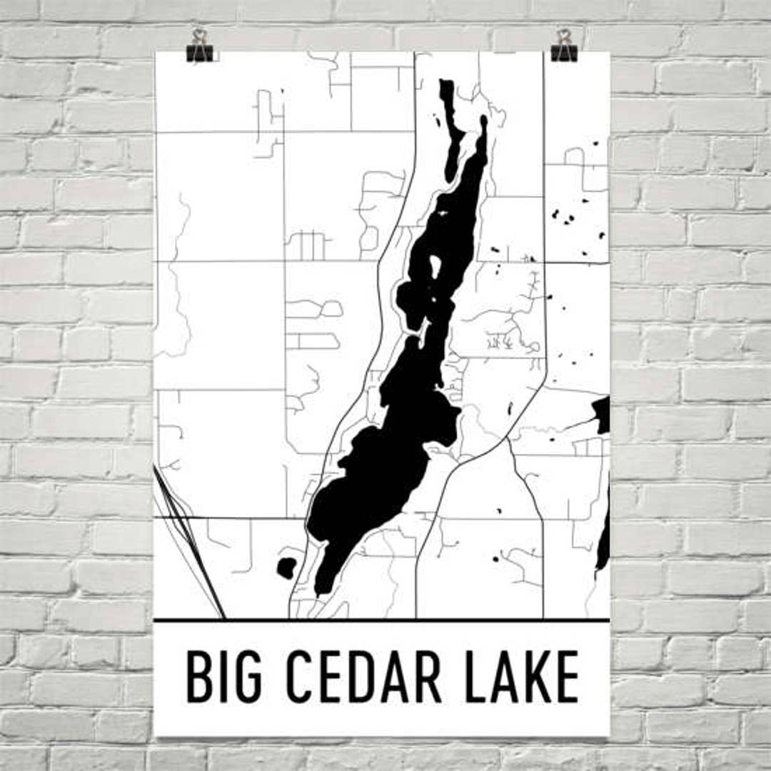 Big Cedar Lake Wisconsin, Big Cedar Lake WI, Big Cedar Lake Map, Wisconsin Map, Lake Map, Big