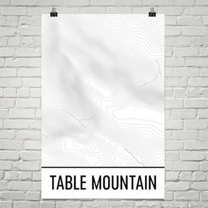 Tafelberg-Druck, Tabelle Berg Südafrika Poster, Tabelle Berg SA Karte, Kapstadt, Süd Afrikanische Kunst, Konturlinien, Wandern Geschenke