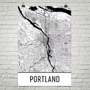 Portland Oregon Street Map Art Print, Modern City Decor