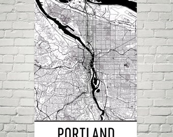 Portland Map, Portland Art, Portland OR, Portland Oregon Poster, Portland Wall Art, Map of Portland OR, Portland Gift, Portland Decor