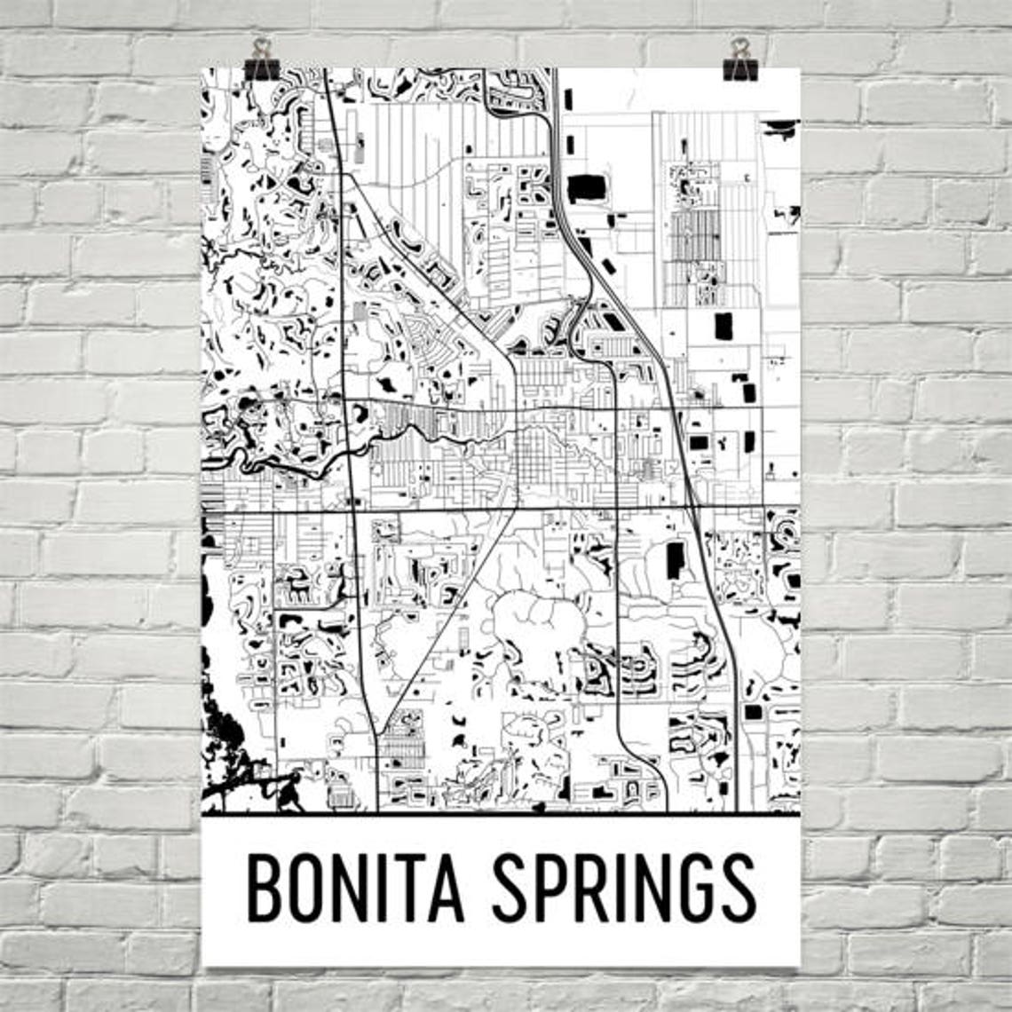 Bonita Springs Map Bonita Springs Art Bonita Springs Print Etsy