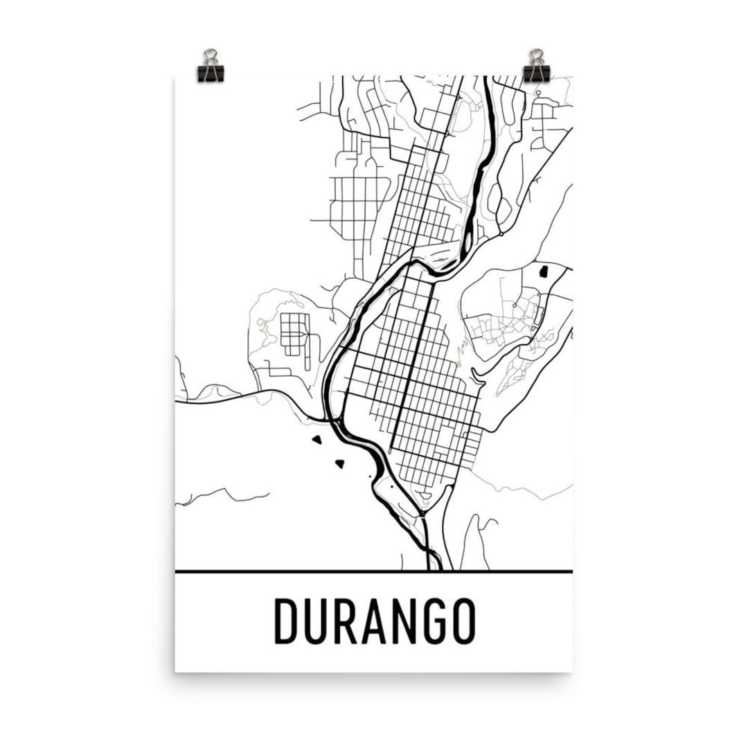 Durango Map, Durango Art, Durango Print, Durango CO Poster, Durango