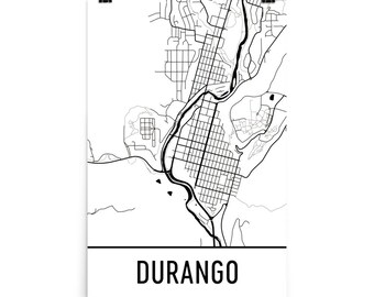 Durango Colorado Street Map Art Print, Modern Home Decor