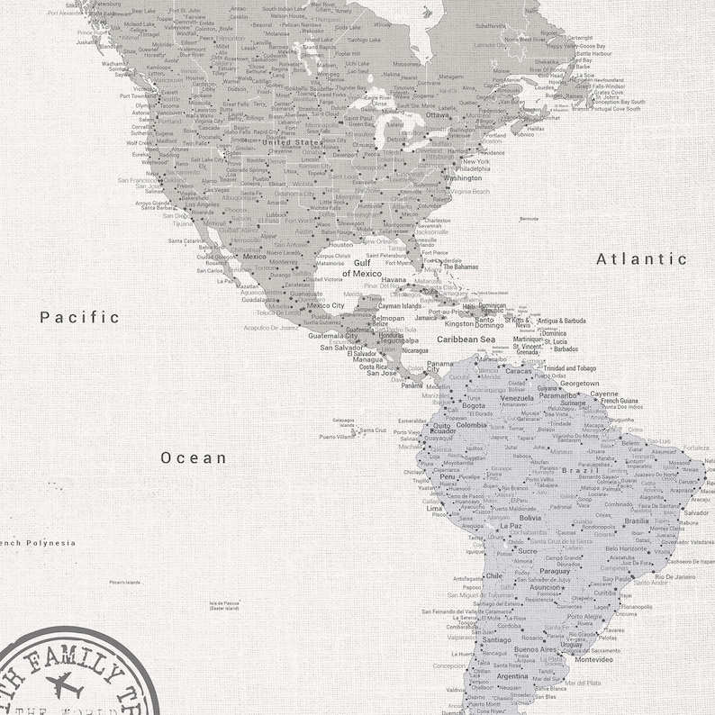 Push Pin World Map Personalized, Travel Map with Pins, Custom World Map, Travel Tracker Canvas, Anniversary Gift for Men, Wedding Gift image 7