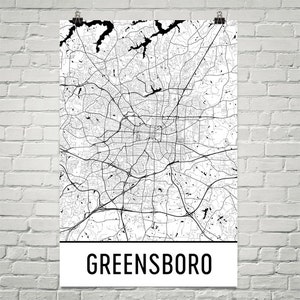 Greensboro Map, Greensboro Art, Greensboro Print, Greensboro NC Poster, Greensboro Wall Art, Map of Greensboro, Greensboro Gift, Modern, Art