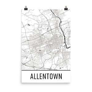 Allentown Map, Allentown Art, Allentown Print, Allentown PA Poster, Allentown Wall Art, Map of Allentown, Allentown Gift, Allentown Decor