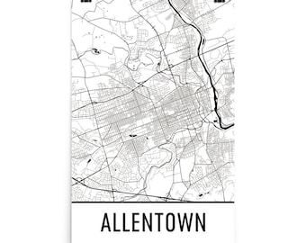 Allentown PA Map Art Print: Modern City Street Design